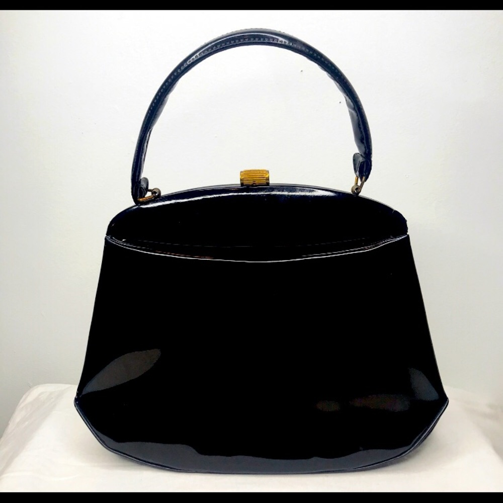 Black Patent Vinyl Vintage Pocketbook
